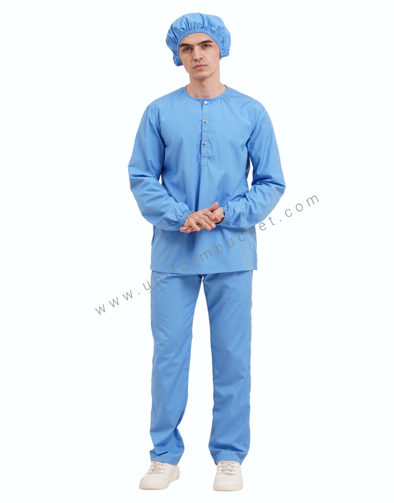 FOOD INDUSTRY COMFORTABLE SKY BLUE SHIRT WITH ADJUSTABLE ROUND CAP view 4
